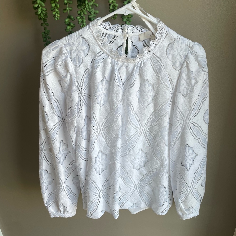 LOFT White Lace Blouse